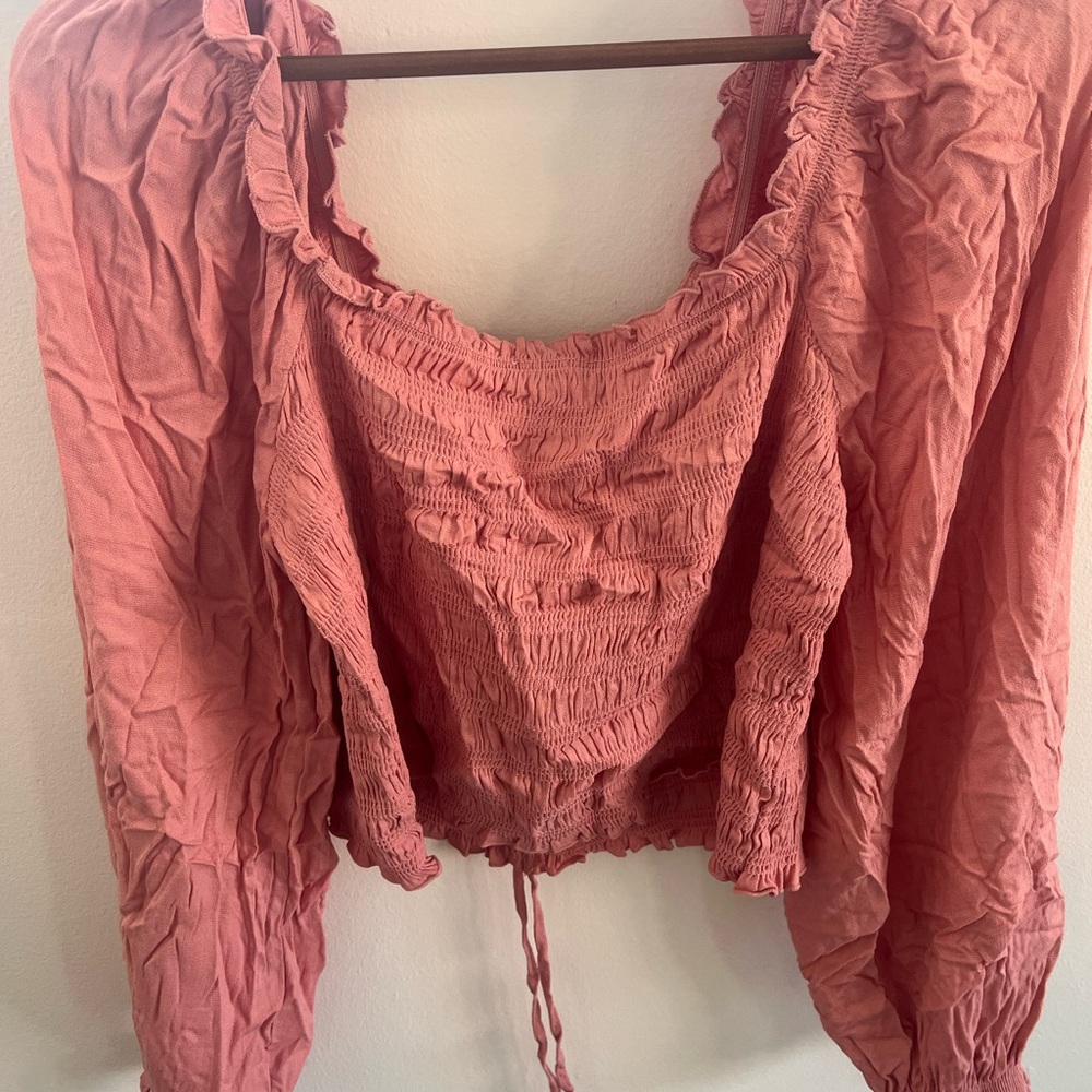 Forever 21 Pink Ruffled Cropped Top - Picture 2 of 3
